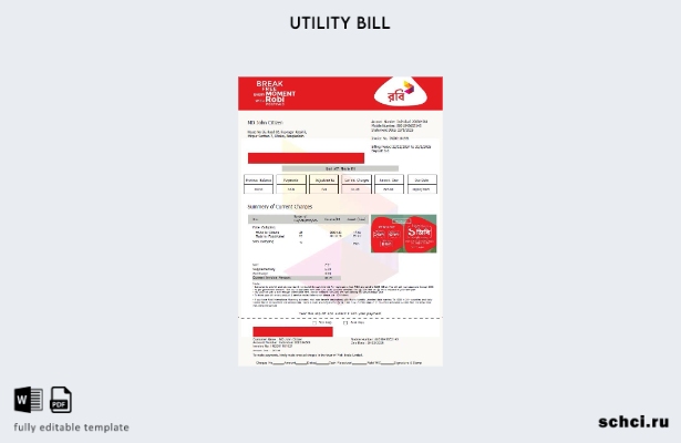 цифровая загрузка Бангладеш Robi Axiata Limited, шаблон словесной версии счета з